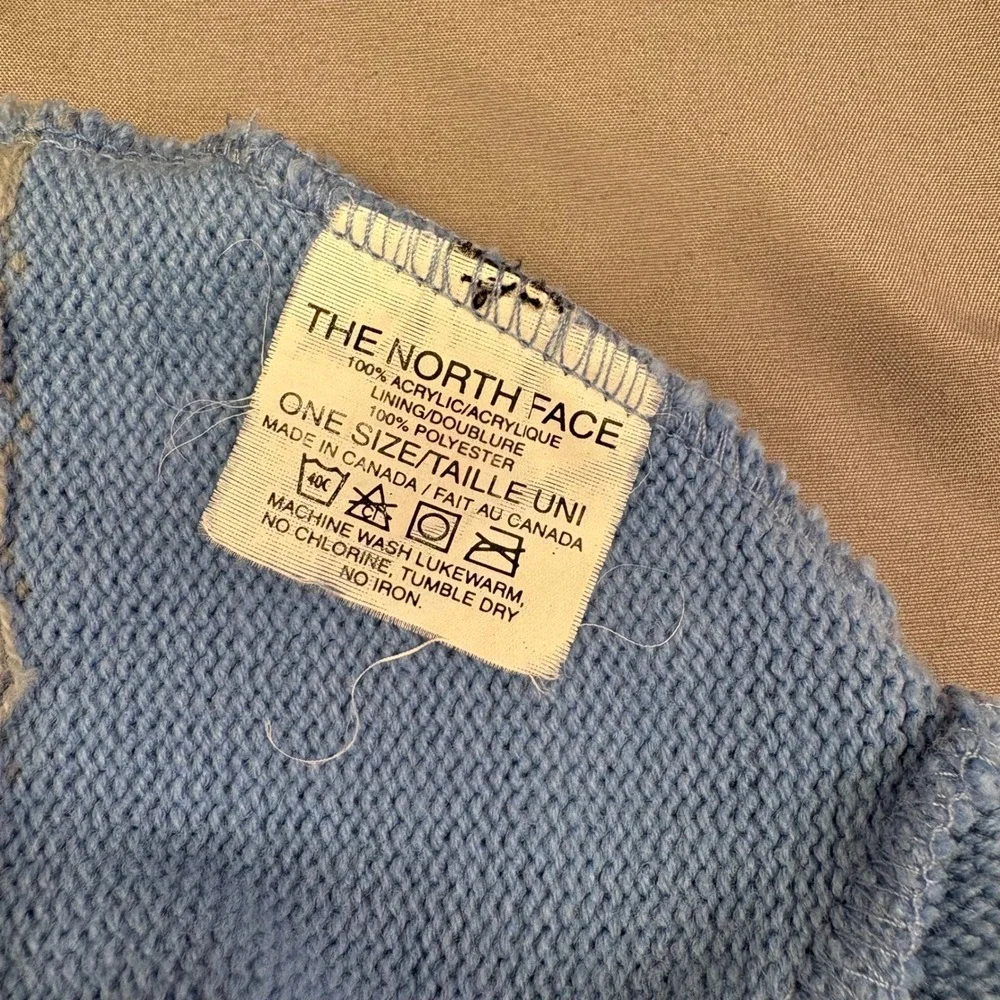 The North Face Kids‎ Blue Fair Isle Snowflake Knit Fleece Lined Beanie Hat OS